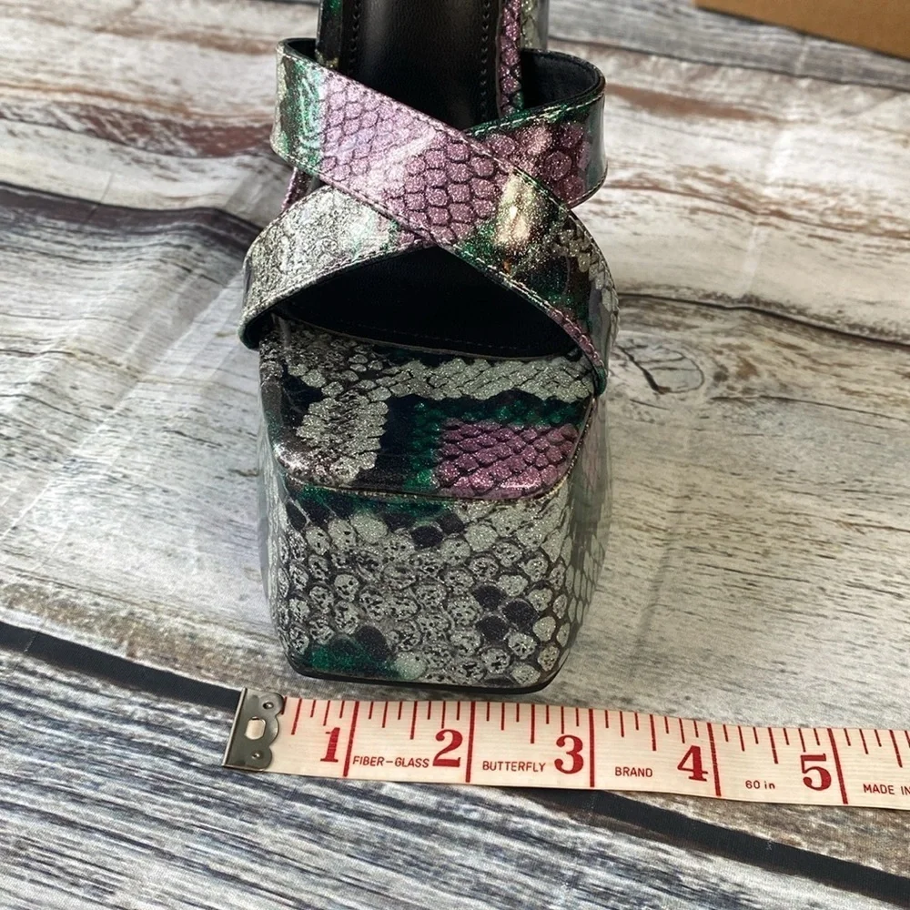 OMINE Women’s Platform 6.5” Heels – Purple/Silver/Green/Black – Size 6